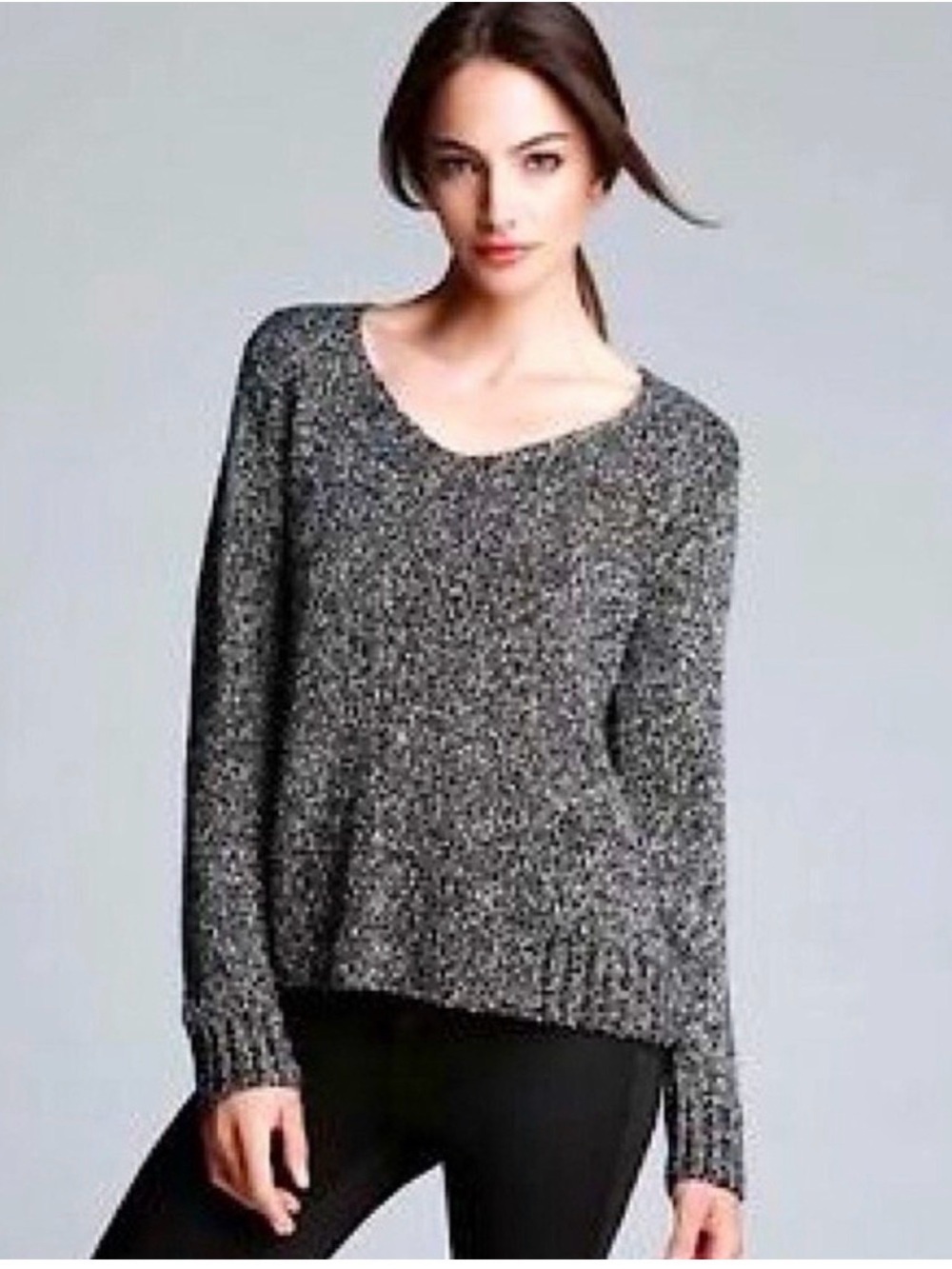 Eileen Fisher Wrapped Nubble Box Cotton Sweater Tunic Top M